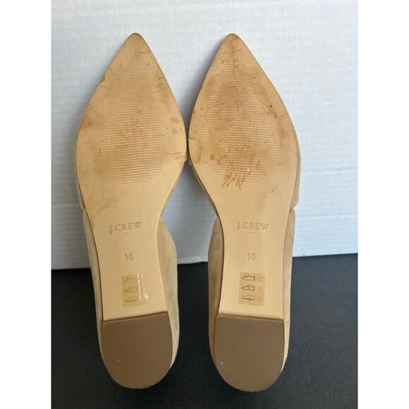 J.Crew Zoe Beige Tan Suede D'Orsay Pointy Toe Slip On Flat Loafer Shoes Sz 10 - Picture 11 of 12